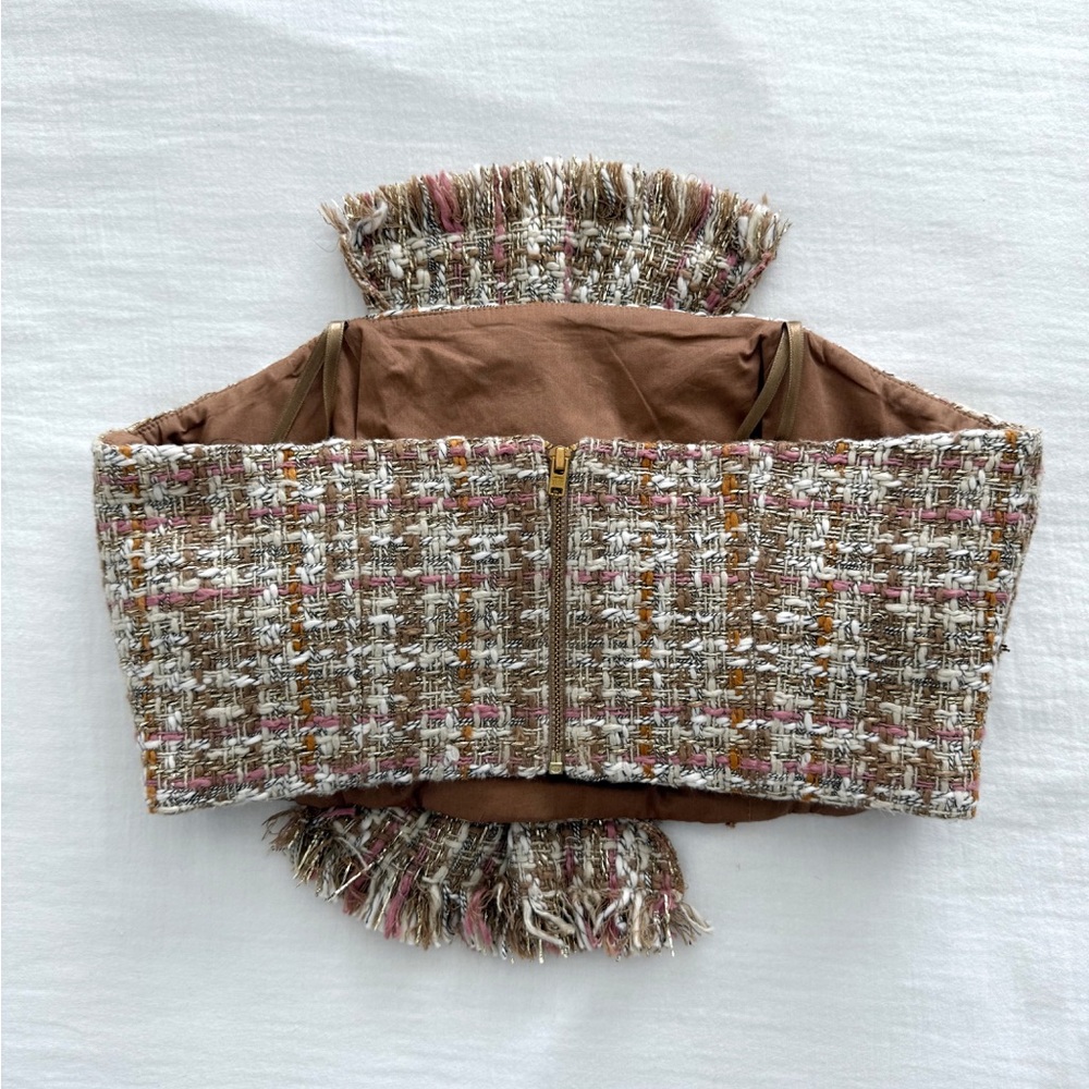 AMUR Tweed Twisted Bow Audrey Bustier Corset Top - Picture 4 of 8